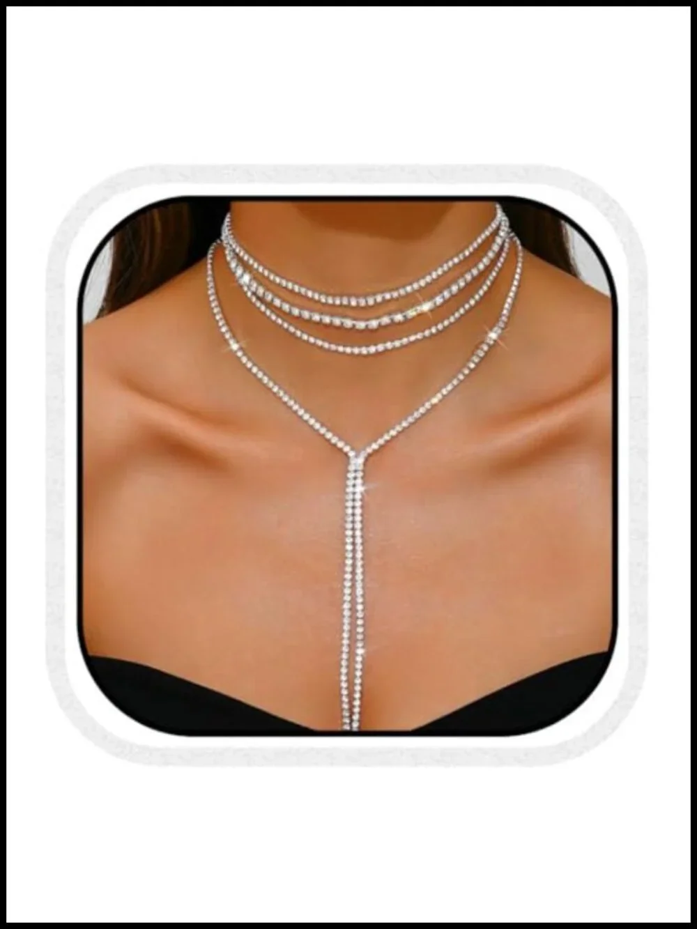 Cubic Zirconia Rhinestone Choker Necklace Bridal Prom Jewelry